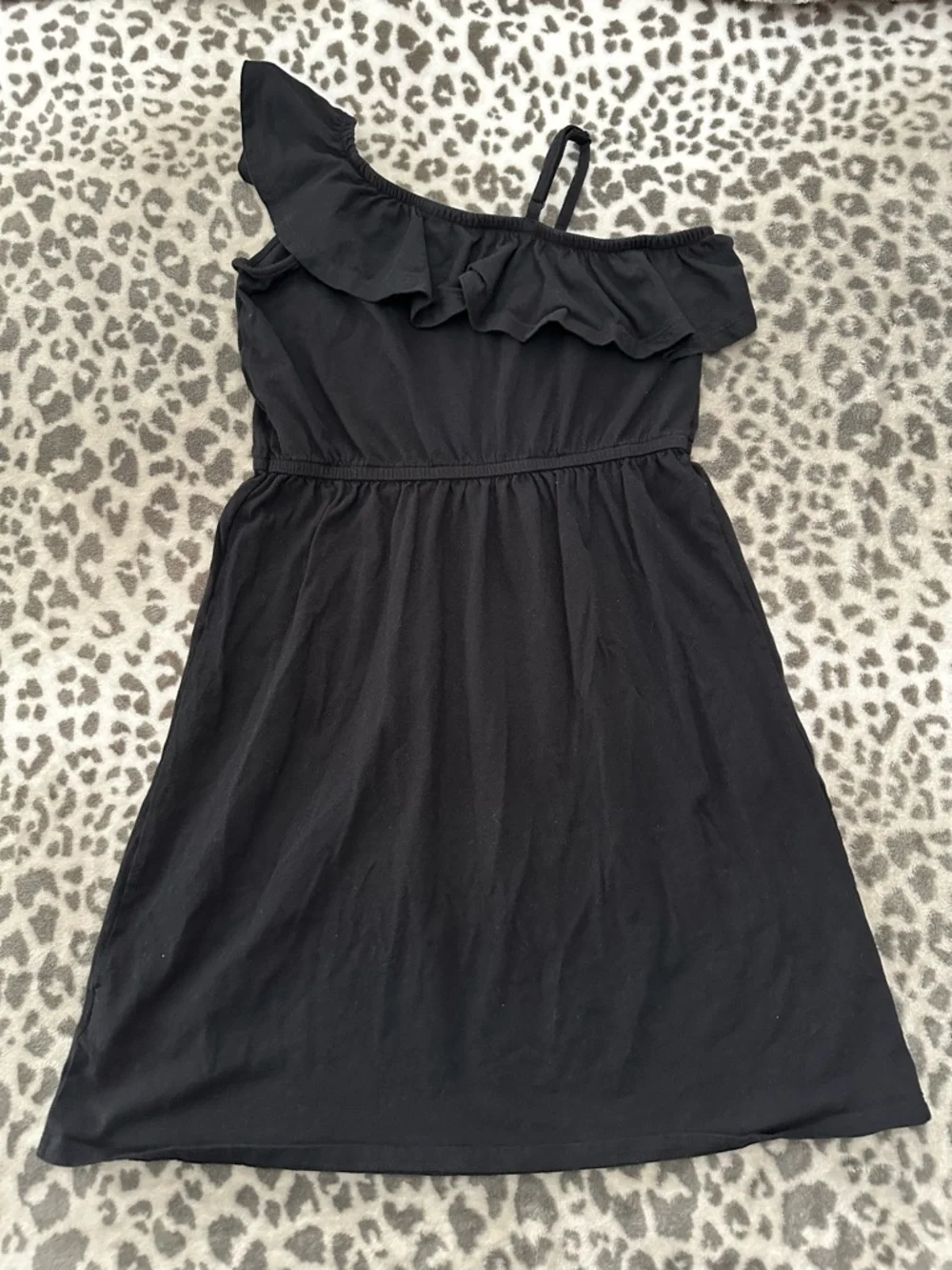 Old Navy Girls One Shoulder Elastic Waist Summer Dress in Black Size XL 14